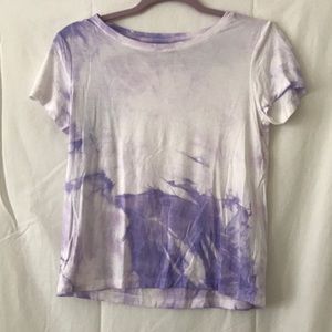 Purple short sleeve tie-dye t-shirt.